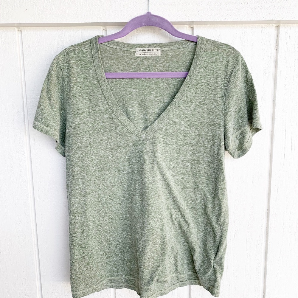🚘MOVING🚘 Urban Outfitters Green V-Neck Shirt S
